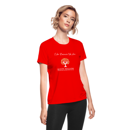 Women's Moisture Wicking Performance T-Shirt (white logo) - red