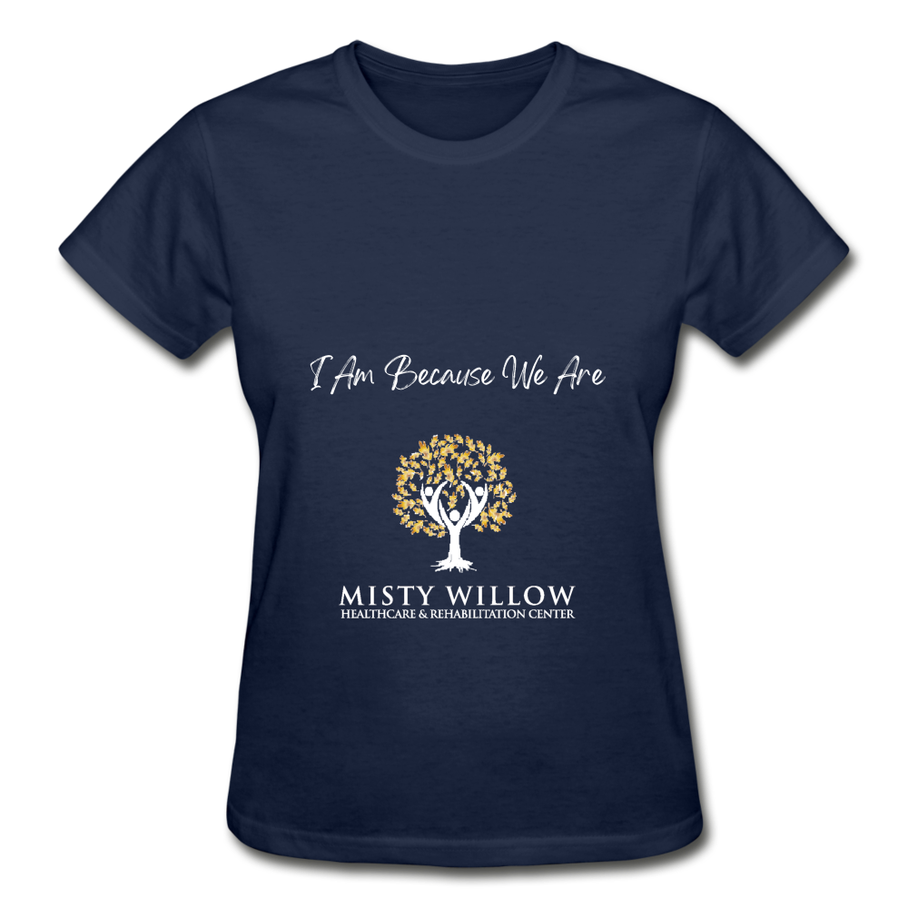 Misty Willow (white logo) Gildan Ultra Cotton Ladies T-Shirt - navy