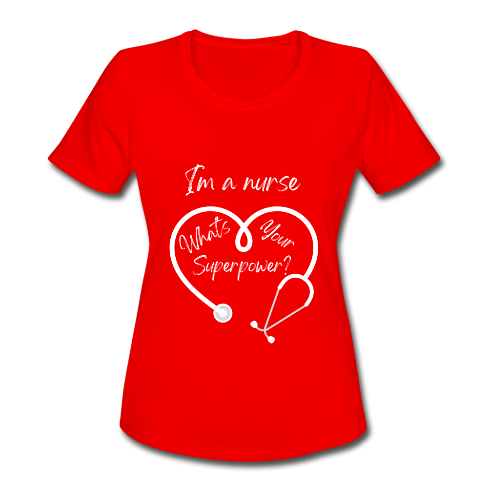 I'm a Nurse (white logo) Women's Moisture Wicking Performance T-Shirt - red