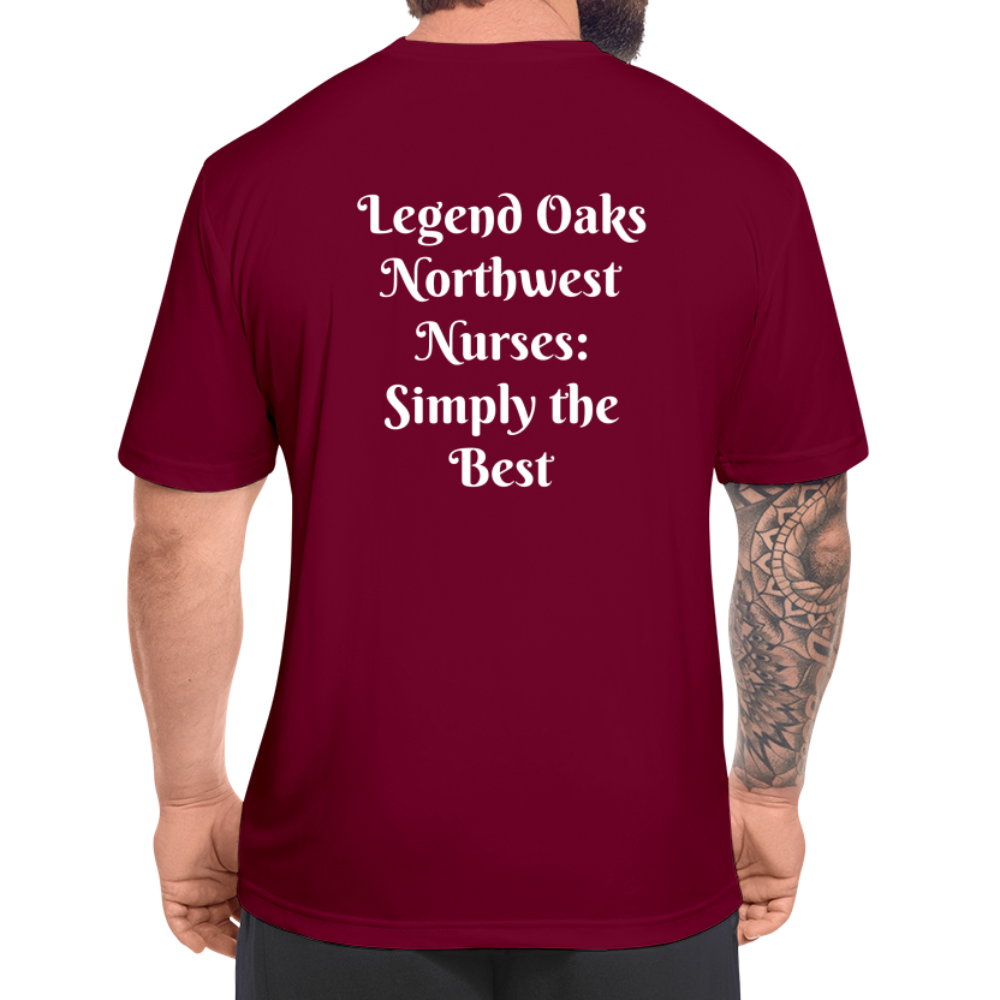 I'm a Nurse (white logo) Men’s Moisture Wicking Performance T-Shirt - burgundy