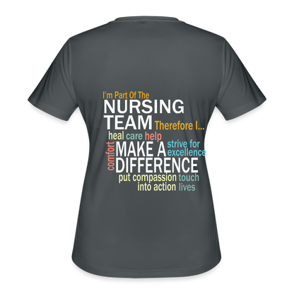 I'm Part of the Nursing Team - Women's Moisture Wicking Performance T-Shirt - charcoal