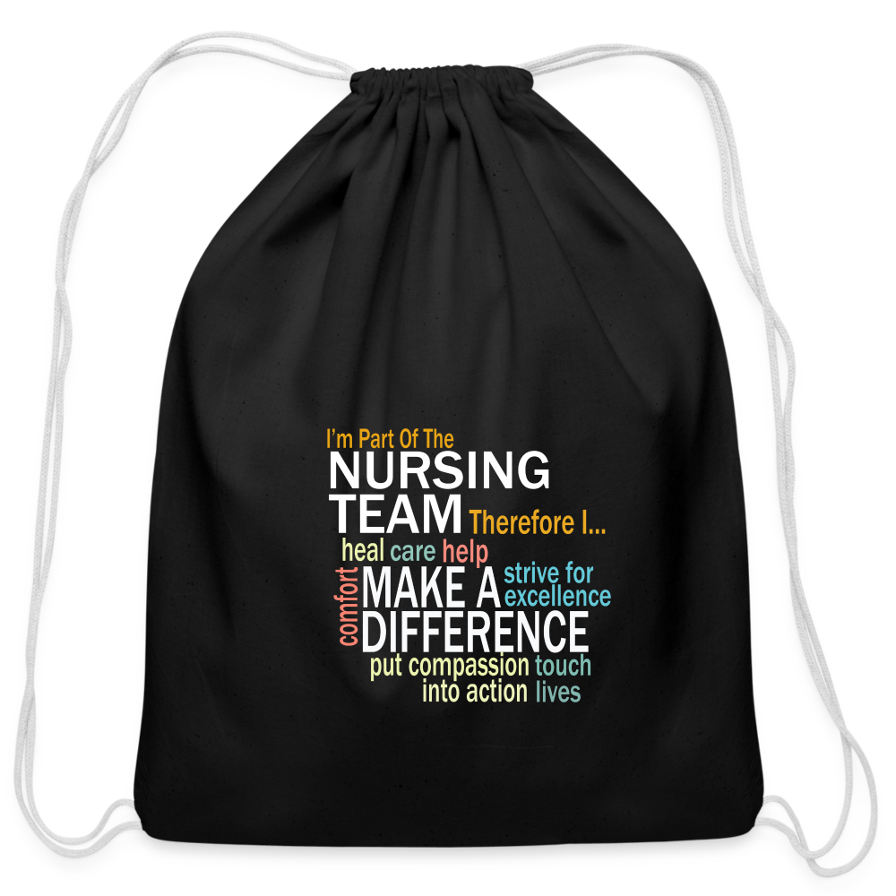 I'm On The Nursing Team - Cotton Drawstring Bag - black