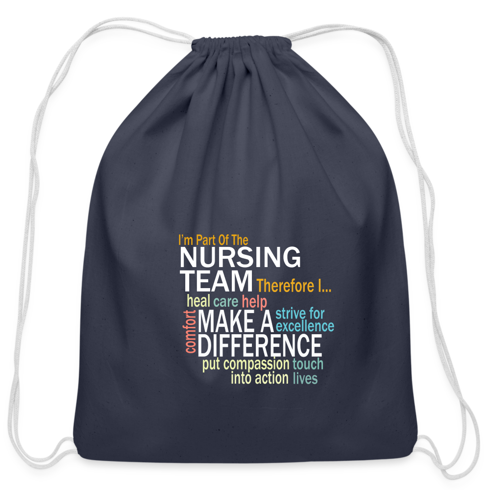 I'm On The Nursing Team - Cotton Drawstring Bag - navy