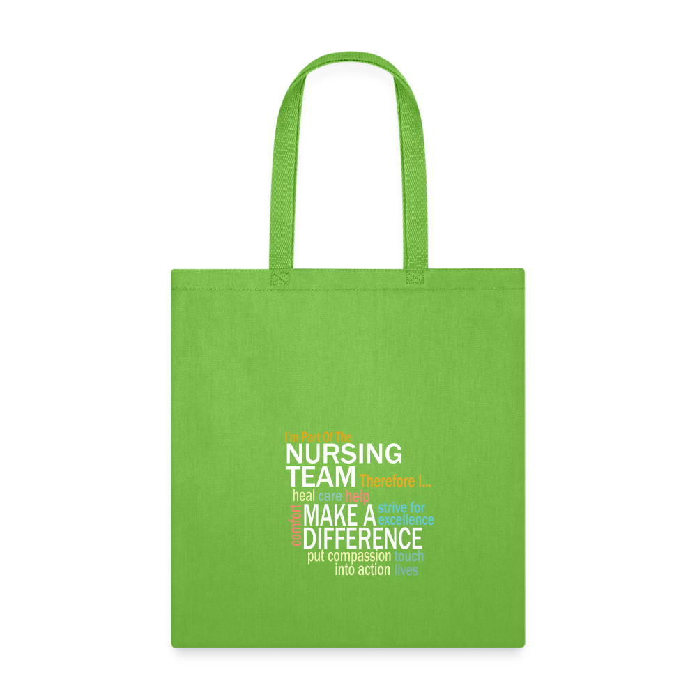 I'm On The Nursing Team - Tote Bag - lime green